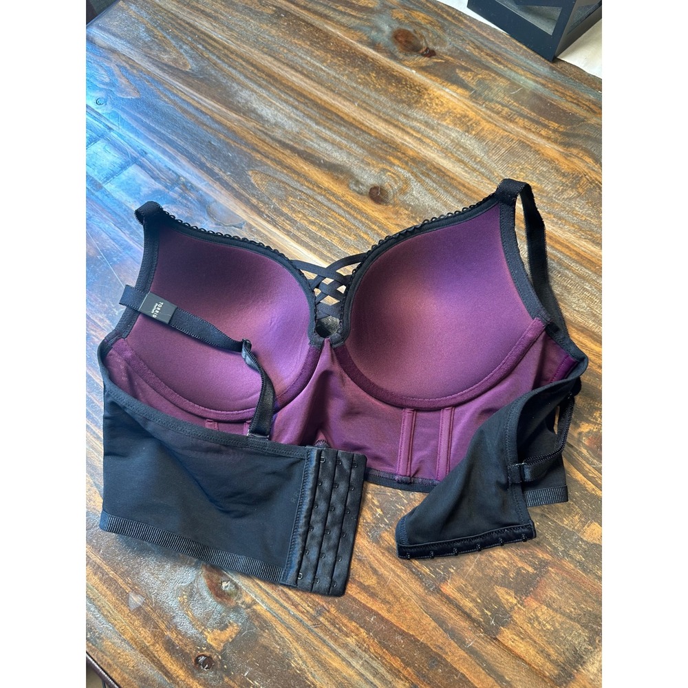Torrid XO Plunge Push-Up Bra 38C Purple Black Spiderweb Halloween Velvet NWT - Picture 10 of 10